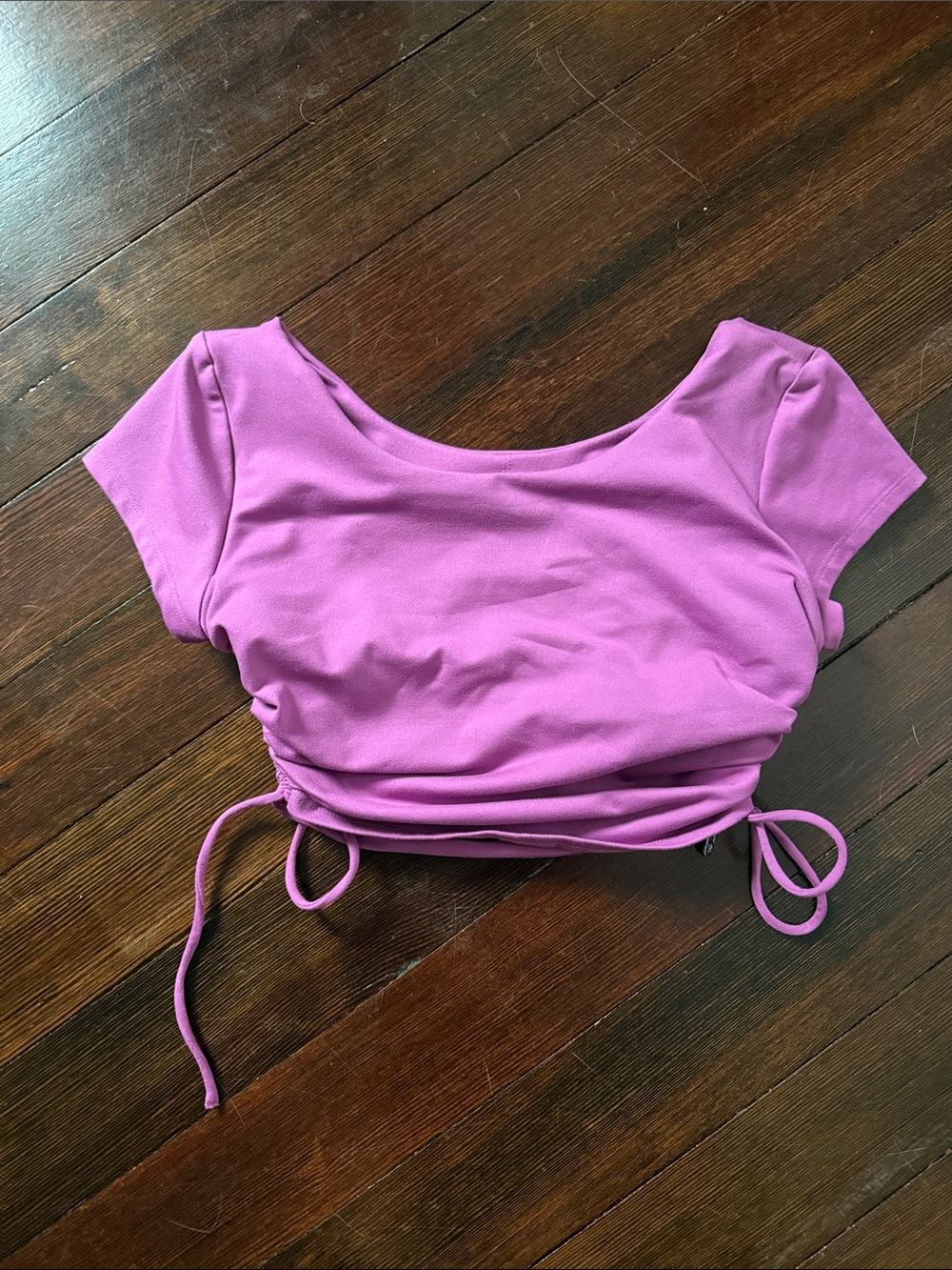 Bombshell Sportswear Pink Ruched Side-Tie Crop Top